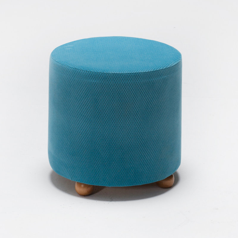 Repose-pieds rond 15,7 po Mitton, Mélange de polyester bleu