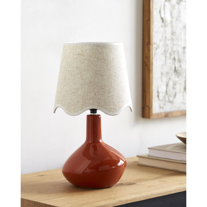 Lampe de table d'appoint Terae, Orange brûlé, Beige