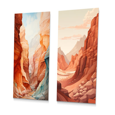 Canyon Canyon Scenery Minimalisme - Canyon, ensemble de 2 reproductions d'art en métal