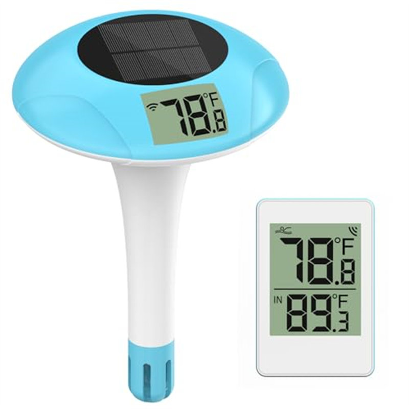 Thermomètre flottant pour piscine - Thermomètre numérique solaire avec affichage facile à lire, étanche IPX8, portée sans fil de 328 pi pour piscine, étang ou aquarium