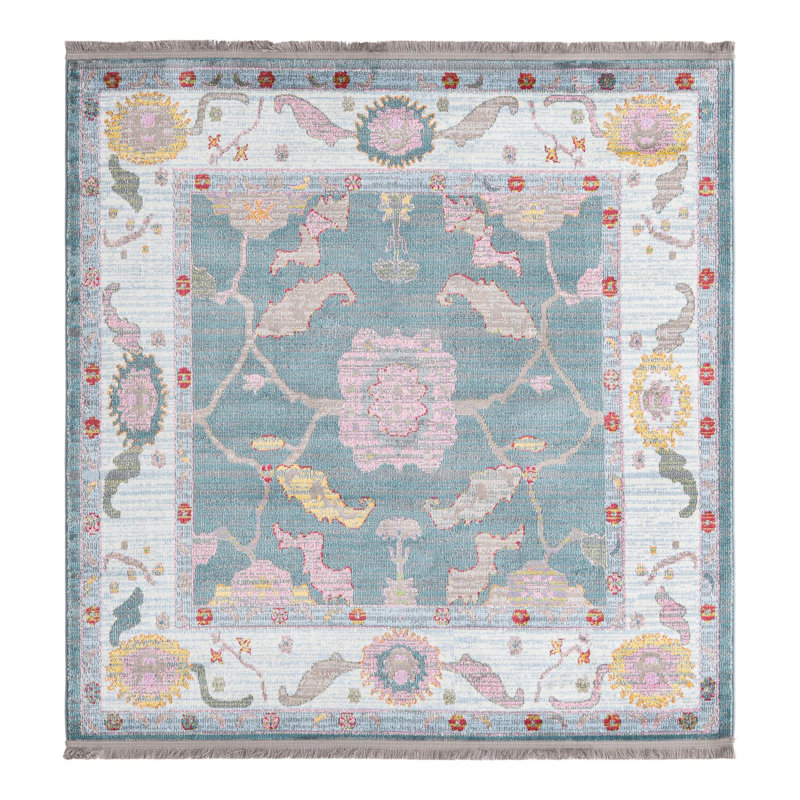 Tapis Haefner_Gris et bleu, Carré 5 pi 5 po