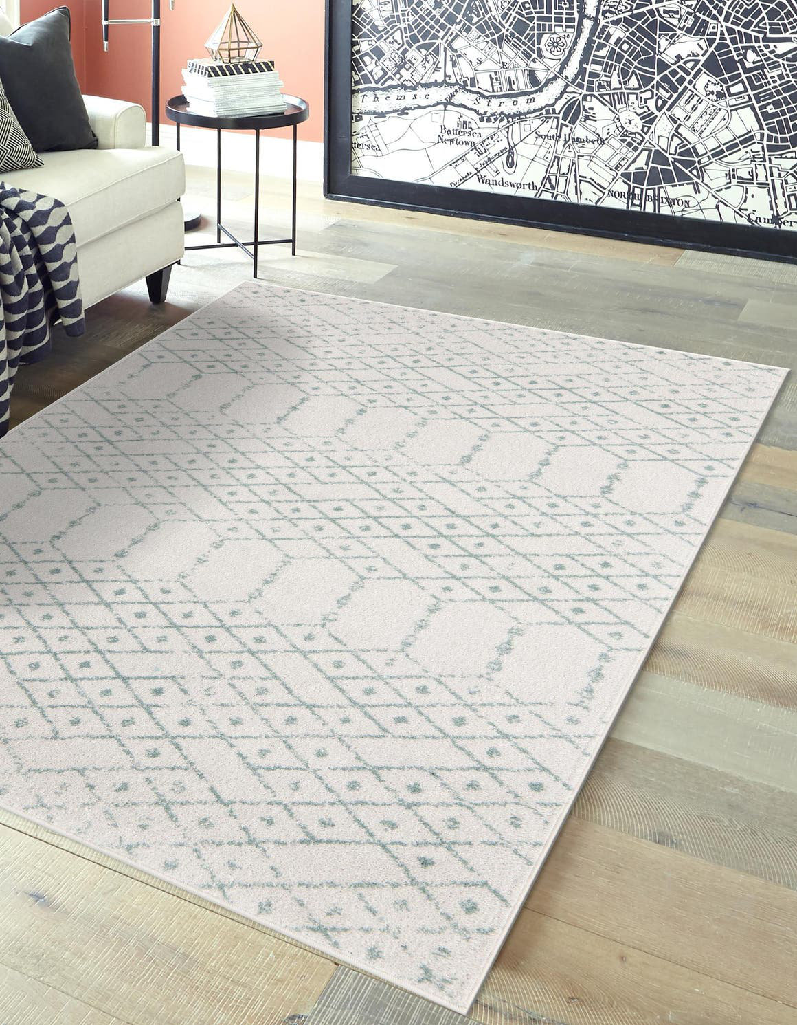 Loon Peak® Igon Geometric Ivory Aqua Area Rug & Reviews | Wayfair