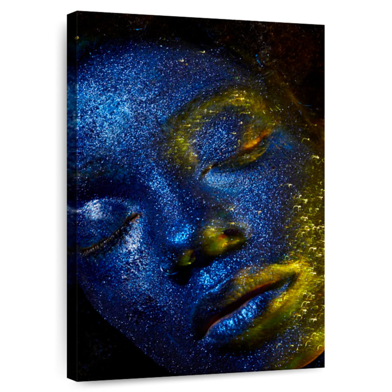 Senne Blue Glitter Face Portrait, 12" H x 8" W