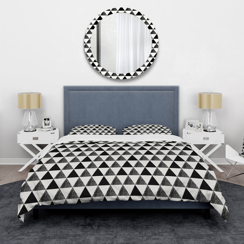Ensemble de housse de couette Pypper Monicolore Triangles II - Mid-Century Modern - Microfibre polyester