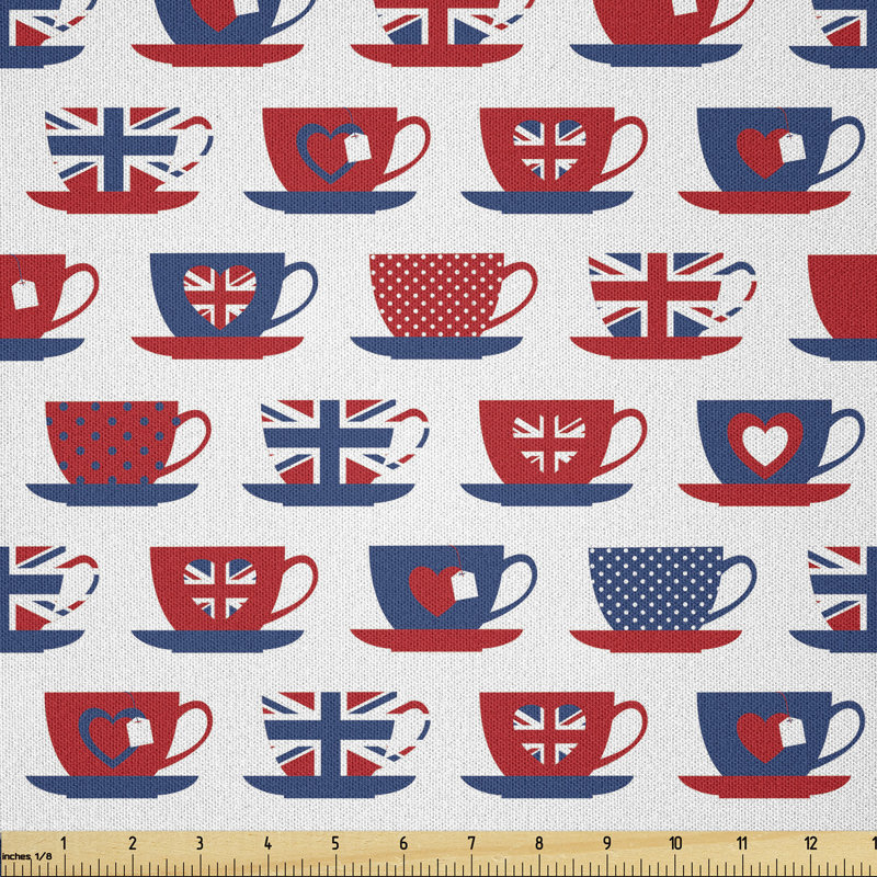 David-Jordan Britain Themed Teacup Forms Patterned Multi-Purpose Fabric