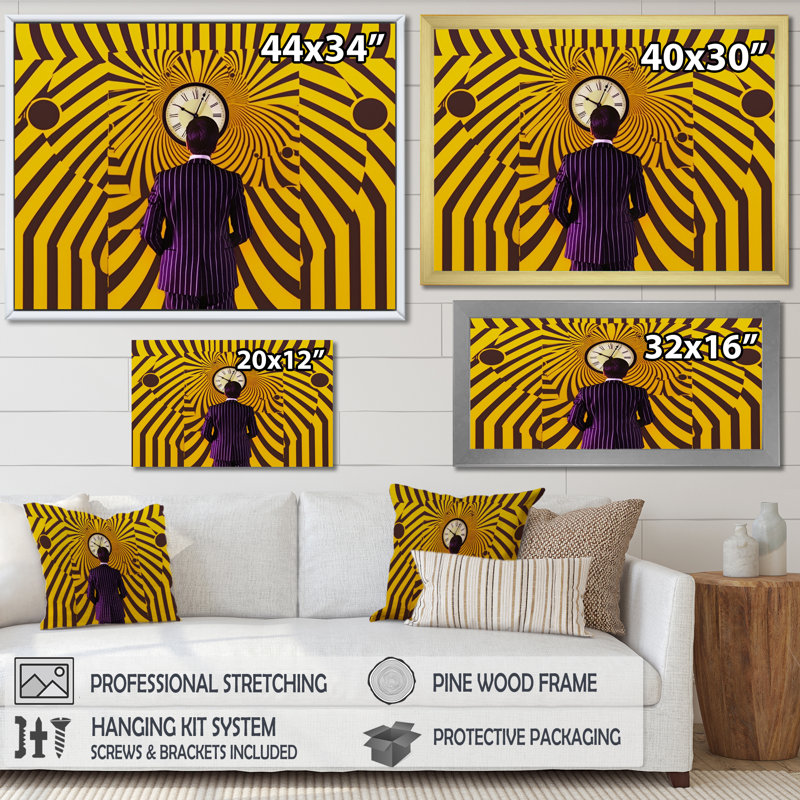 «Timelessness Sci-Fi Portrait of Timetraveller Man», reproduction d'art sur toile, Cadre naturel flottant, 30" H x 40" W