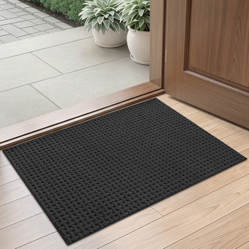 Paillasson intérieur antidérapant lavable, 17"Wx30"L, Gris foncé