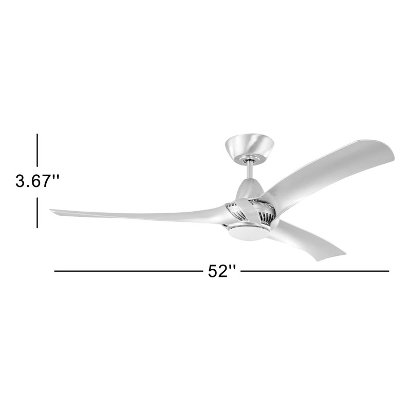 Ventilateur de plafond à 52 pales 52 po avec télécommande et ensemble d'éclairage inclus Bukovinka, Nickel poli brossé