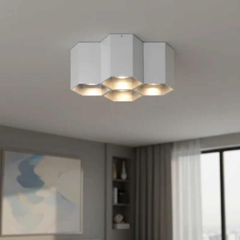20 Watt Hexagonal Surface Mounted Dimmable Ceiling Downlight, Silver