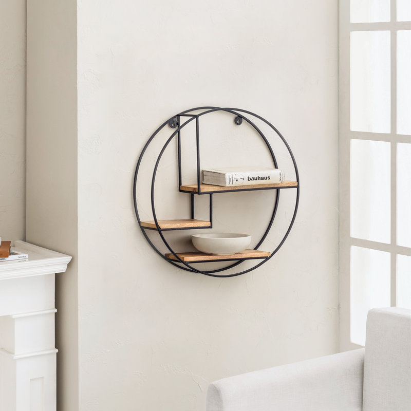 Elysant 3 Piece Circle Floating Shelf, Black