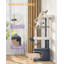 151cm Cat Tree, Multi-Level Corner Cat Tower for Indoor Cats, 3 Large Soft Platforms, 6 Sisal Scratching Posts, Large Cave, Basket, Pompoms-1414587273