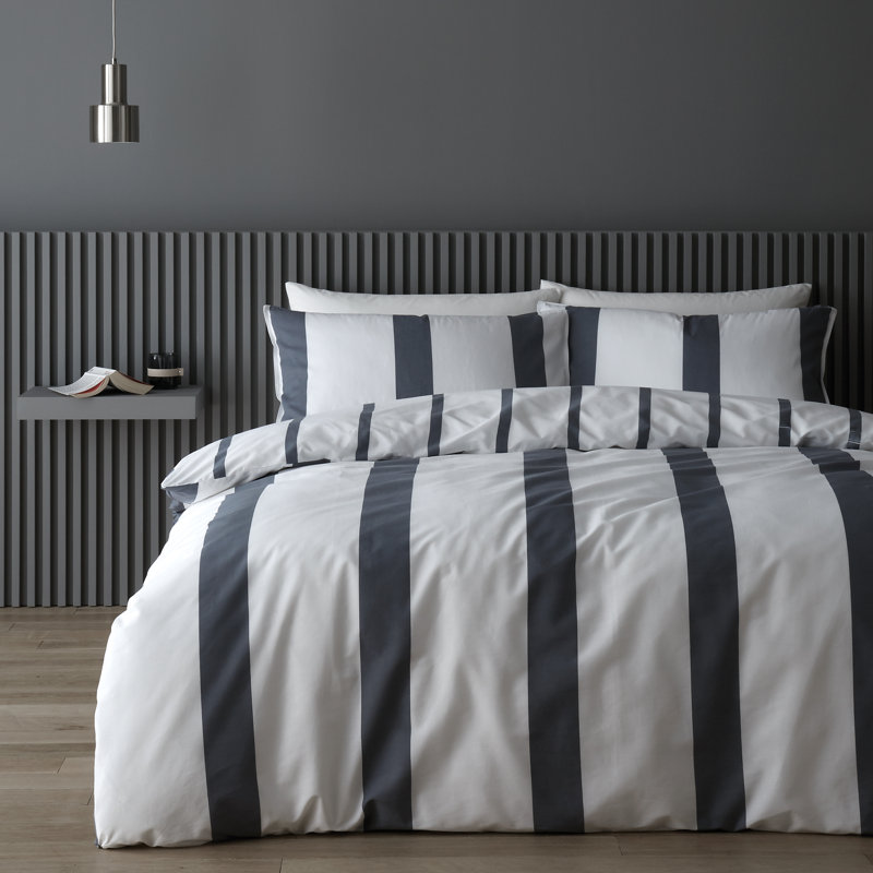 Sebastian Stripe 200 Thread Count Cotton Duvet Cover and Pillowcase Set, Double - 2 Standard Pillowcases