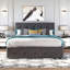 Lit plateforme tapissier avec 2 tiroirs et 1 lit gigogne simple TG, tissu de lin, grand-290962465
