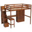 Lit mezzanine multifonctionnel avec armoire de bureau intégrée et escalier de rangement