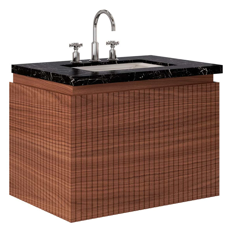Melrose Single Vanity, 30", Walnut, Black