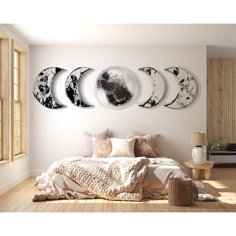 Décoration murale miroir de phase de lune, art mural lunaire, décoration murale de chambre à coucher moderne, décoration de maison céleste, art de lune minimaliste 131Mv