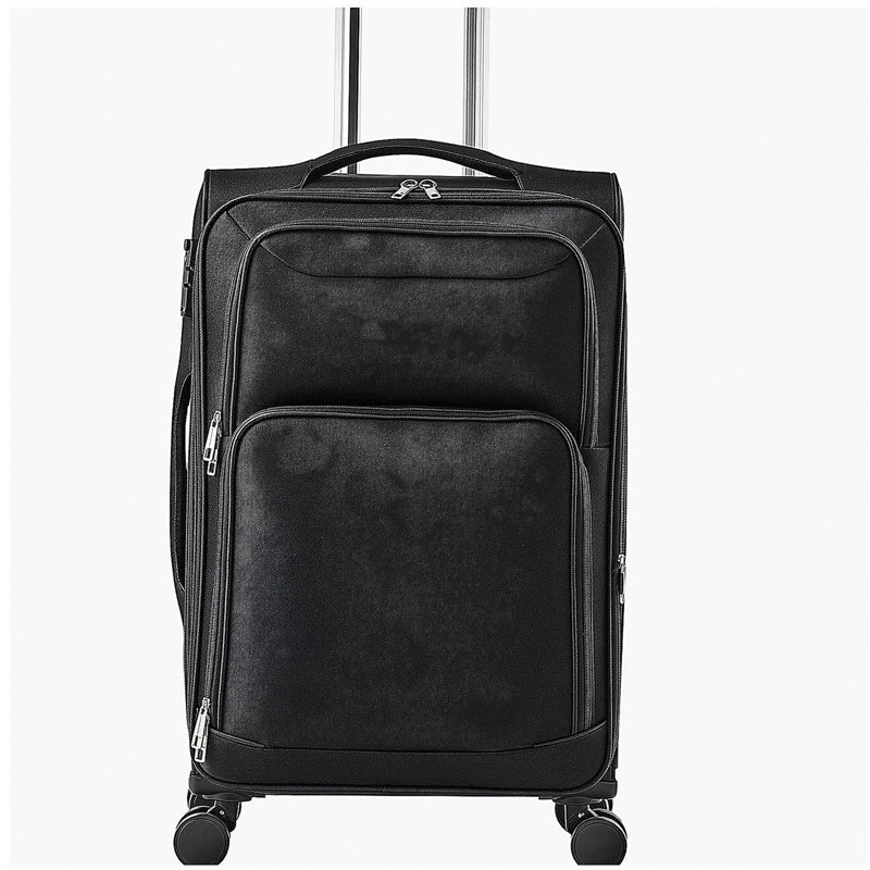 24-Inch Softside Expandable Luggage with Spinner Wheels Checked Suitcase Black