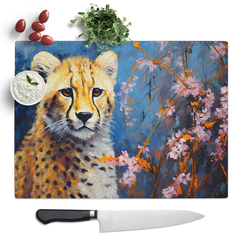 Cheetah Palette Knife No.2  Glass Chopping Board