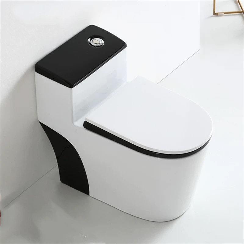 1.6 Gallons Dual Flush Black & White Silent Anti-Odor Toilet  (Seat Included)