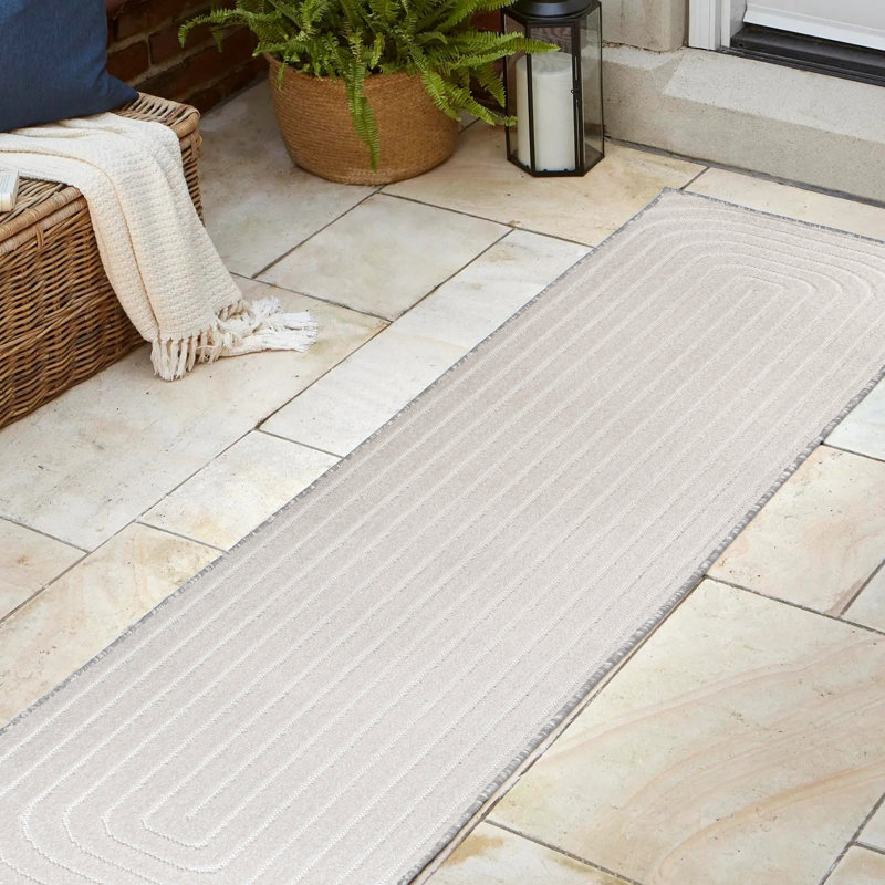 Tapis ivoire intérieur / extérieur Amzi, Tapis de couloir 2 pi x 8 pi