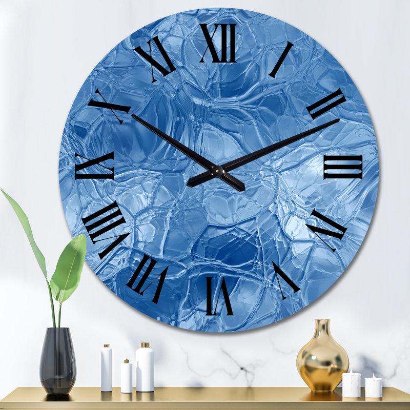 Blue Ice Structures - Horloge murale moderne, Surdimensionné