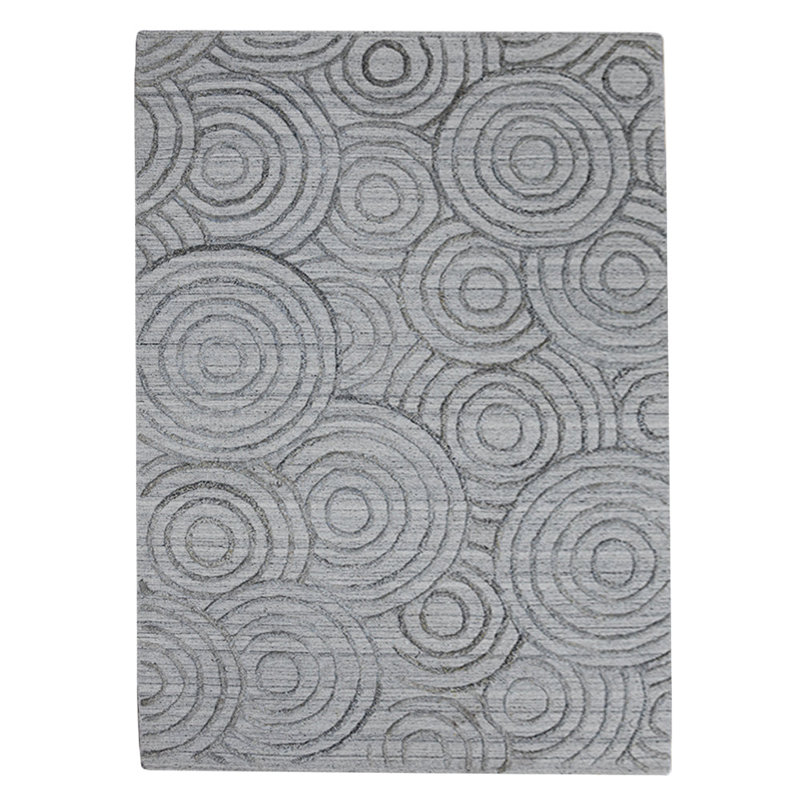 Hand Woven Overtufted Kilim Geometric Polypropylene Light Gray Rectangle Indoor Area Rugs, Rectangle 5' x 8'