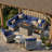 11-Piece Outdoor Patio Conversation Set With Propane Fire Pit Table, 7-Piece Wicker Sectional Sofa & Coffee Table, 2 Swivel Rocking Chairs & Side Table-1661335673