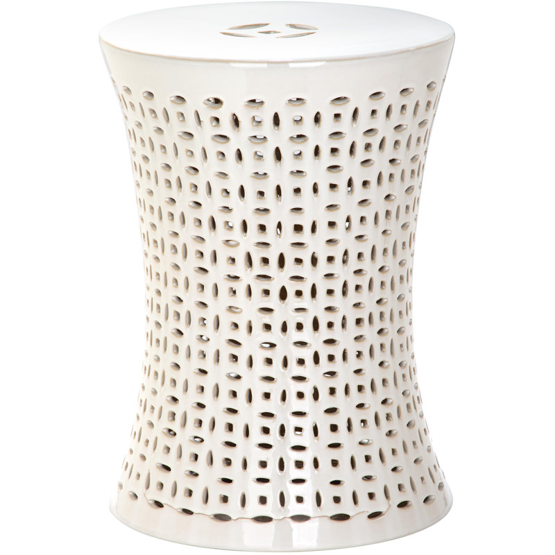 Tabouret de jardin en céramique Alondo, Crème