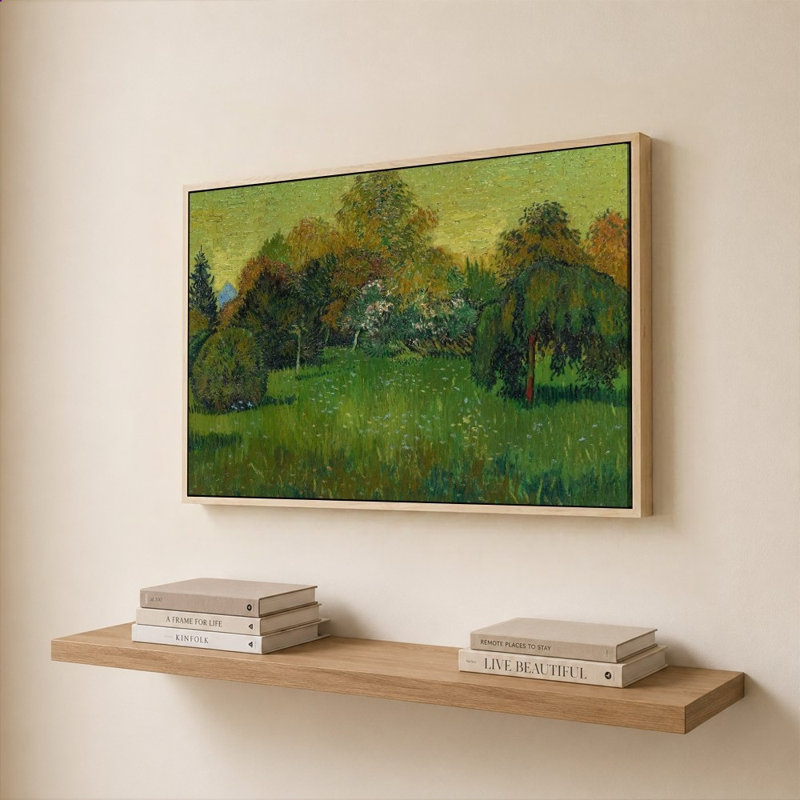 «The Poet's Garden» par Vincent Van Gogh - impression sur toile, 37 po x 25 po / cadre plat / bouleau