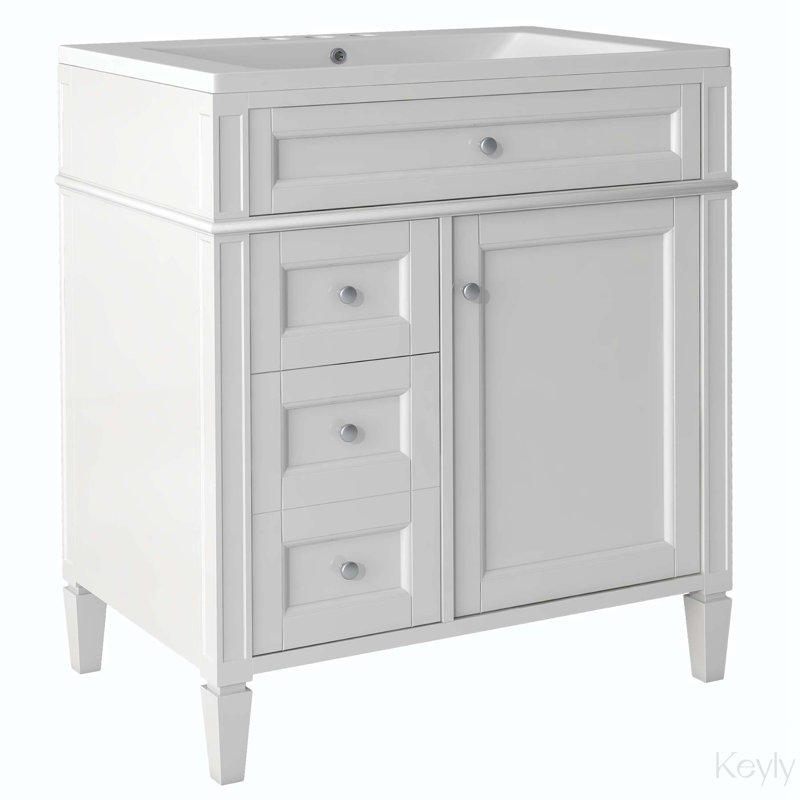 Meuble-lavabo 30 po avec lavabo en céramique, Blanc