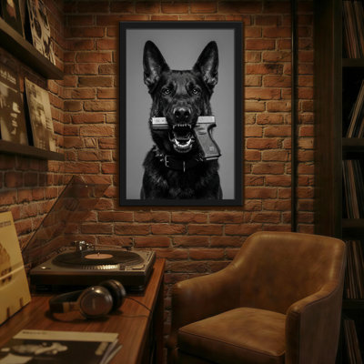 Animals German Shepherd Holding Pistol In Mouth