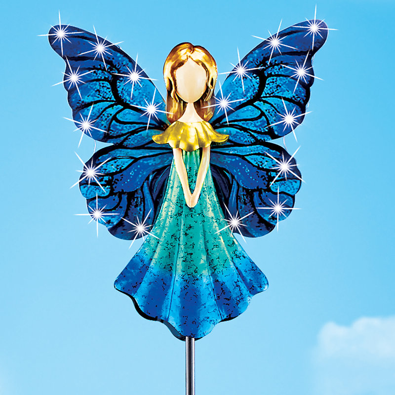 Solar Powered Blue and Gold Angel Garden Stake