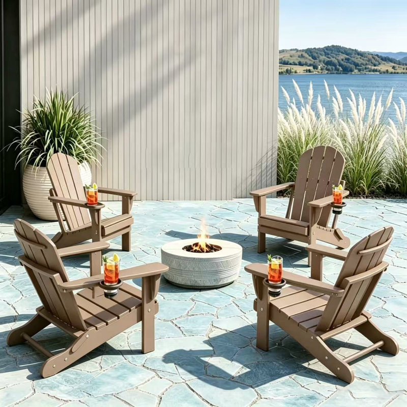 Chaise Adirondack pliante en plastique Lutie, Café