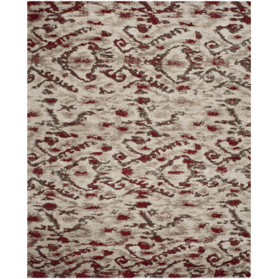 Tapis de zone ivoire/rouge Tibetan Shag