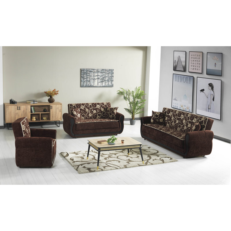 Herfriede Upholstered 69.7'' Sleeper Sofa, Brown Chenille