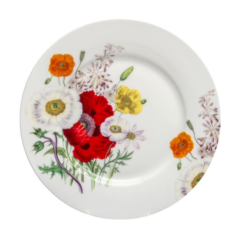 Assiette à dessert en porcelaine os rouge coquelicot