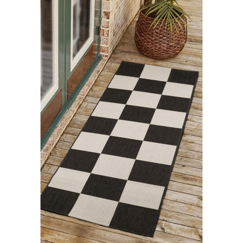 COUNTY CHEQUER BLACK 120/170cm, Runner 67 x 200 cm