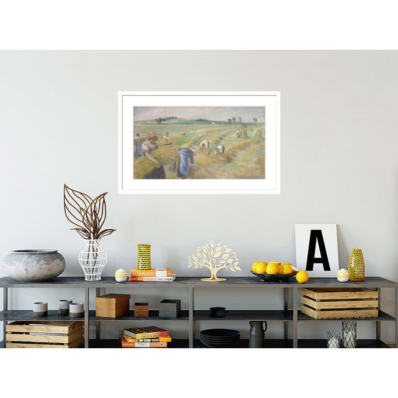 «The Harvest» par Camille Pissarro - estampe numérique encadrée, H 26,22 po x l 41,5 po
