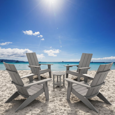 All Weather Outdoor HIPS Plastic Adirondack Chair Fire Pit Chairs With Table Oversized 4 Patio Chairs with 1 Table