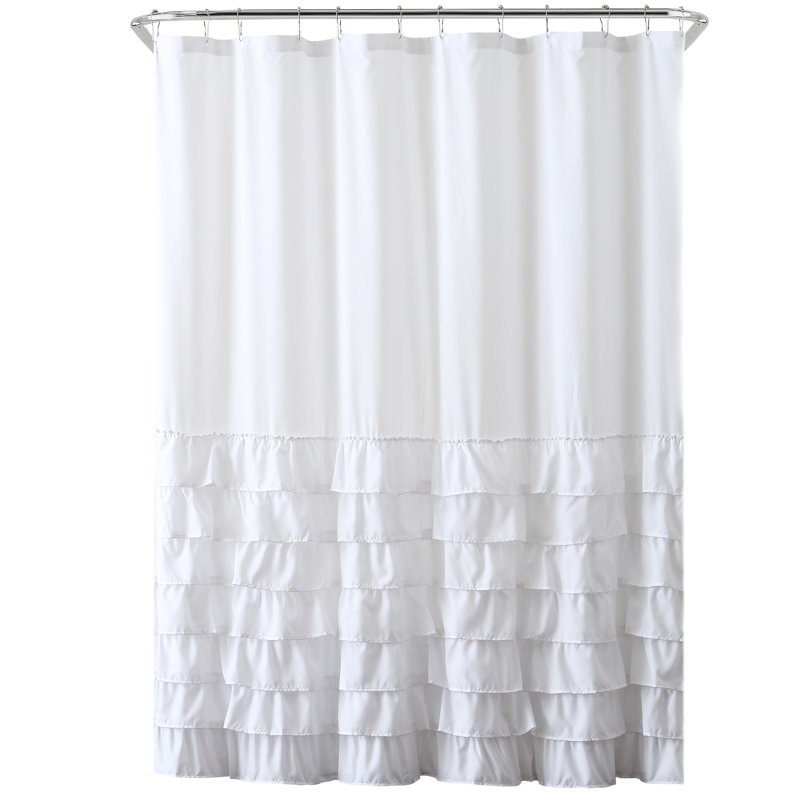 Rideau de douche à volants en polyester Melanie, 72 po x 72 po, Blanc