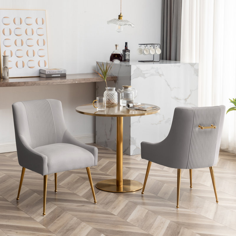 Elian 19.7'' H Velvet Upholstered Side Chair, Gray