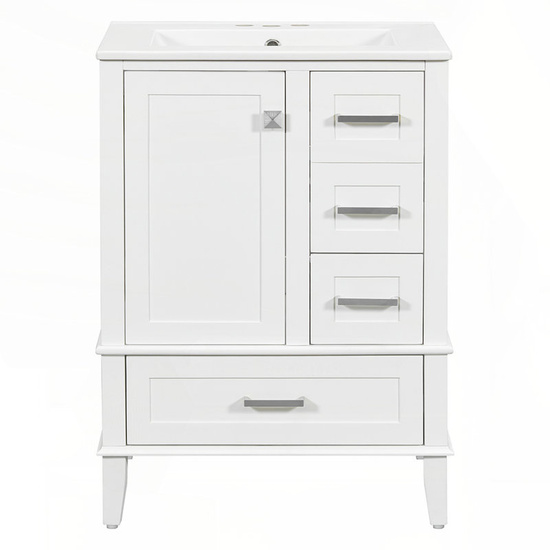 Meuble-lavabo compact de 24,8 pouces avec plusieurs options de rangement et un design moderne et élégant pour les petites et moyennes salles de bain
