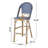 29.5" Outdoor PE Rattan French Barstool, Dark Teal and White, Aluminum Frame with Bamboo Finish (Set of 2)