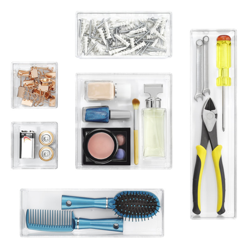 CLEAR DRAWER ORGANIZERS S/6