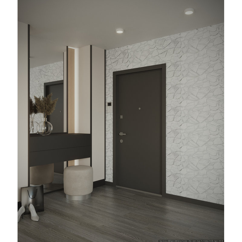 Panneau mural en pierre 19 po x 39 po Falkirk, Blanc / gris