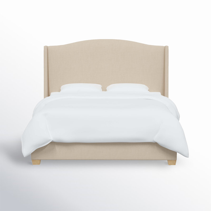 Allis Upholstered Wingback Bed, King, Classic Linen Linen