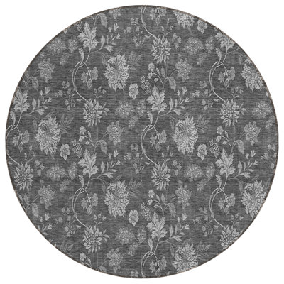 Washable Floral Indoor / Outdoor Rug