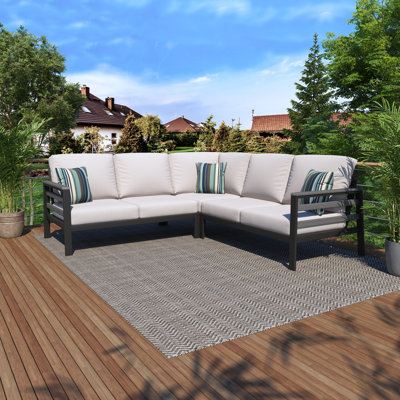 Townsend Outdoor 5 Person Sectional Seating Group With Sunbrella Cushions