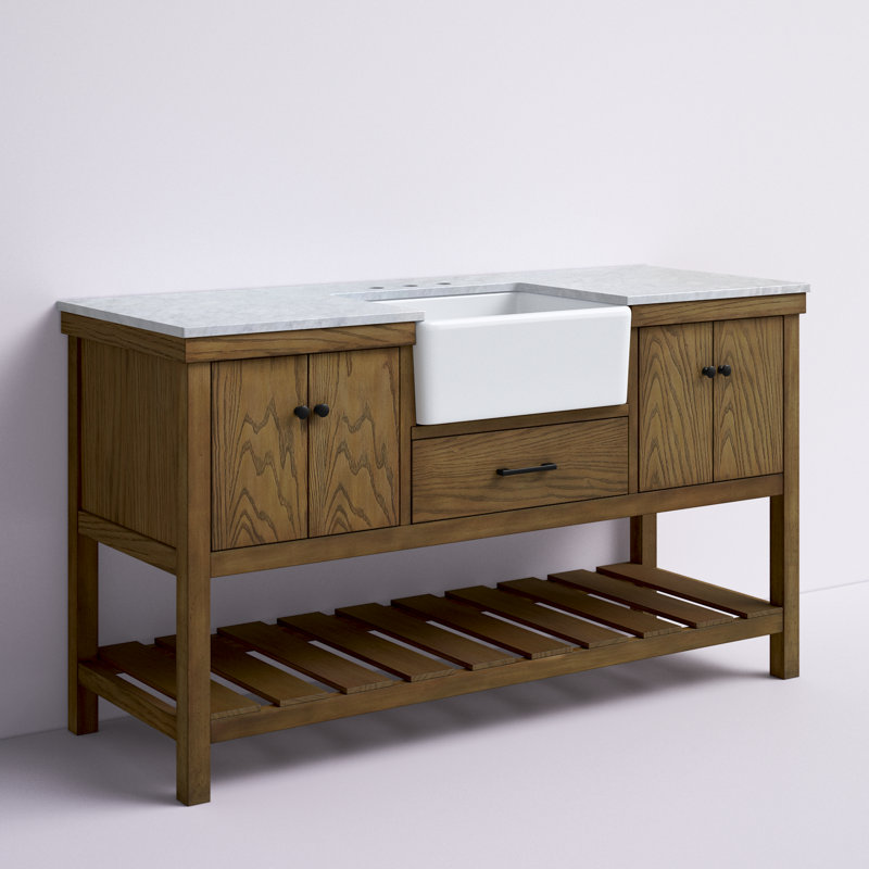 Ensemble de meuble-lavabo simple 60 po Pelaghia, Bois flottant