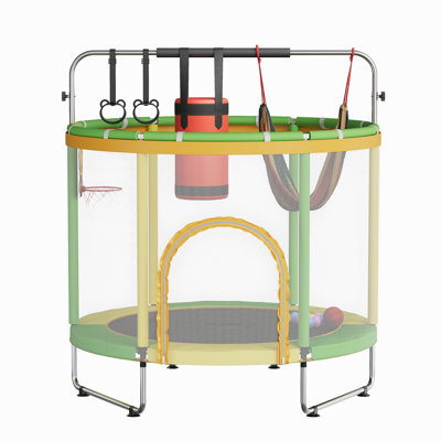 Trampoline 60 po pour enfants avec enclos, capacité de 440 lb certifiée ASTM Mini-trampolines réglables pour enfants, coussin de sécurité, trampoline pour bébé intérieur / jardin, cadeau pour garçon et fille